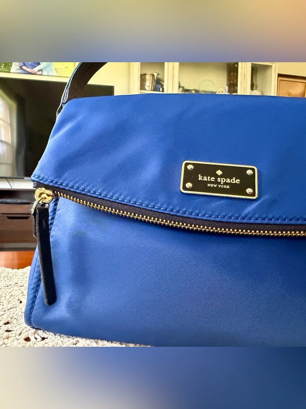 kate spade Royal Blue Shoulder Bag with Gold Accents